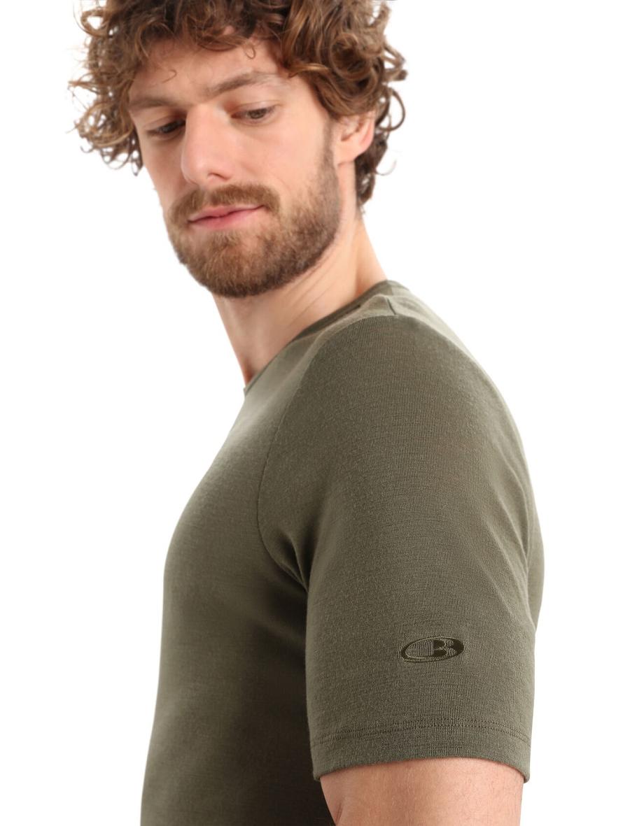 Icebreaker Merino 175 Everyday Rövid Sleeve Crewe Thermal Top Férfi Base Layers Olivazöld | HU 1377JPQJ